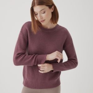 Honeycomb Knit Crew Sweater - Mauve pink
